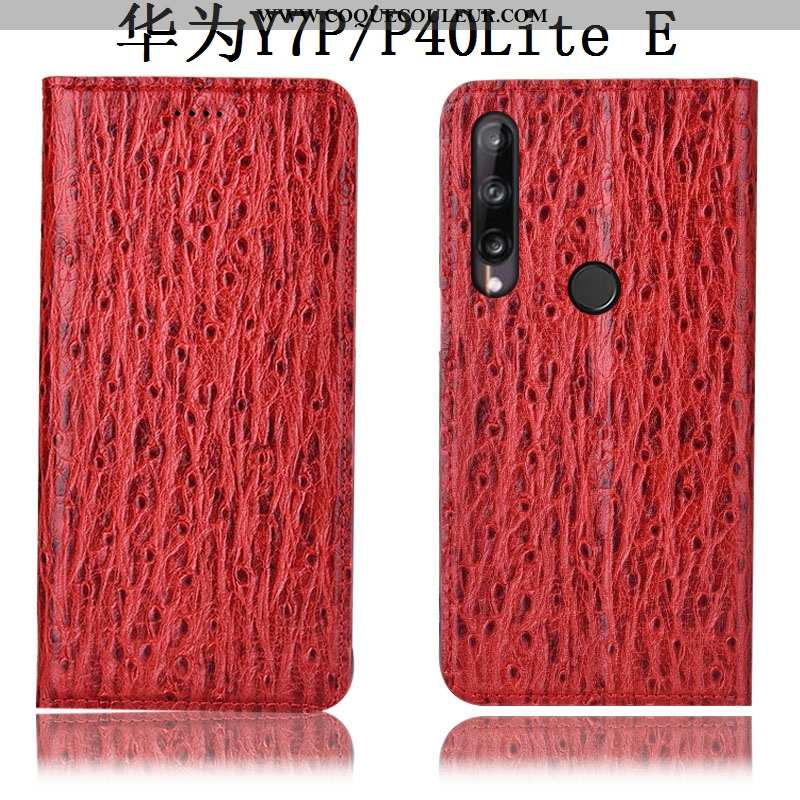 Coque Huawei P40 Lite E Protection Rouge Coque, Housse Huawei P40 Lite E Cuir Véritable Oiseau