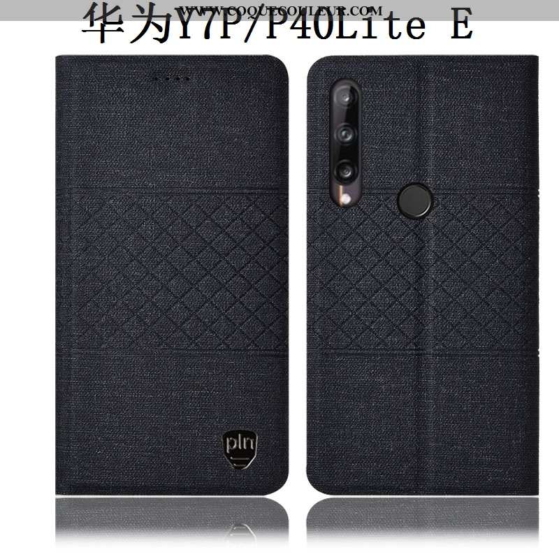 Coque Huawei P40 Lite E Cuir Lin Tout Compris, Housse Huawei P40 Lite E Protection Étui Gris