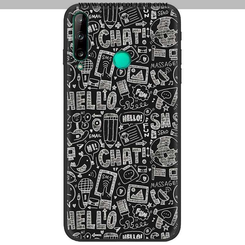 Coque Huawei P40 Lite E Créatif Blanc Noir, Housse Huawei P40 Lite E Dessin Animé Blanche