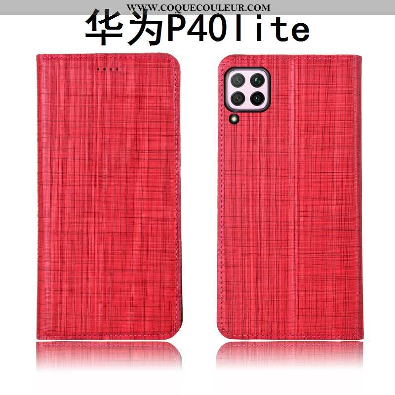 Housse Huawei P40 Lite Cuir Véritable Coque Téléphone Portable, Étui Huawei P40 Lite Cuir Clamshell 