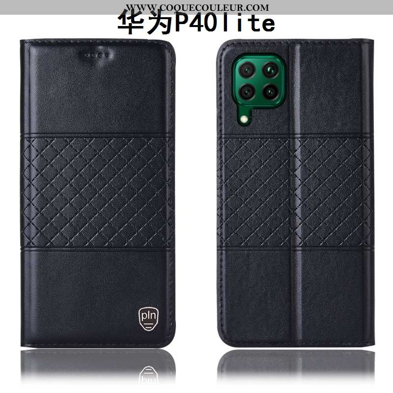 Étui Huawei P40 Lite Protection Housse, Coque Huawei P40 Lite Cuir Véritable Tout Compris Jaune