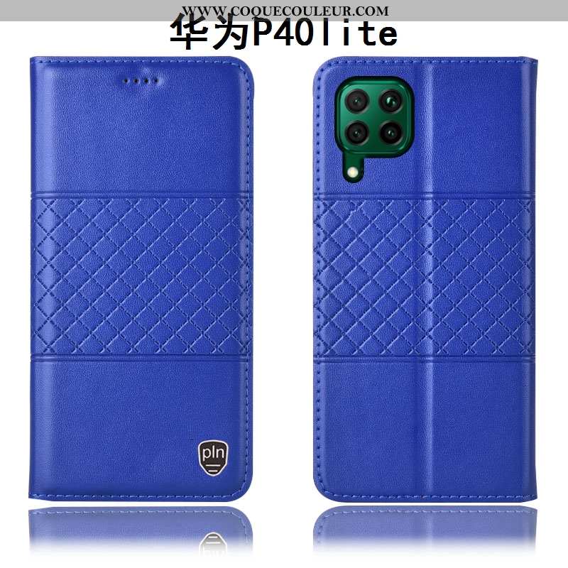 Étui Huawei P40 Lite Protection Housse, Coque Huawei P40 Lite Cuir Véritable Tout Compris Jaune