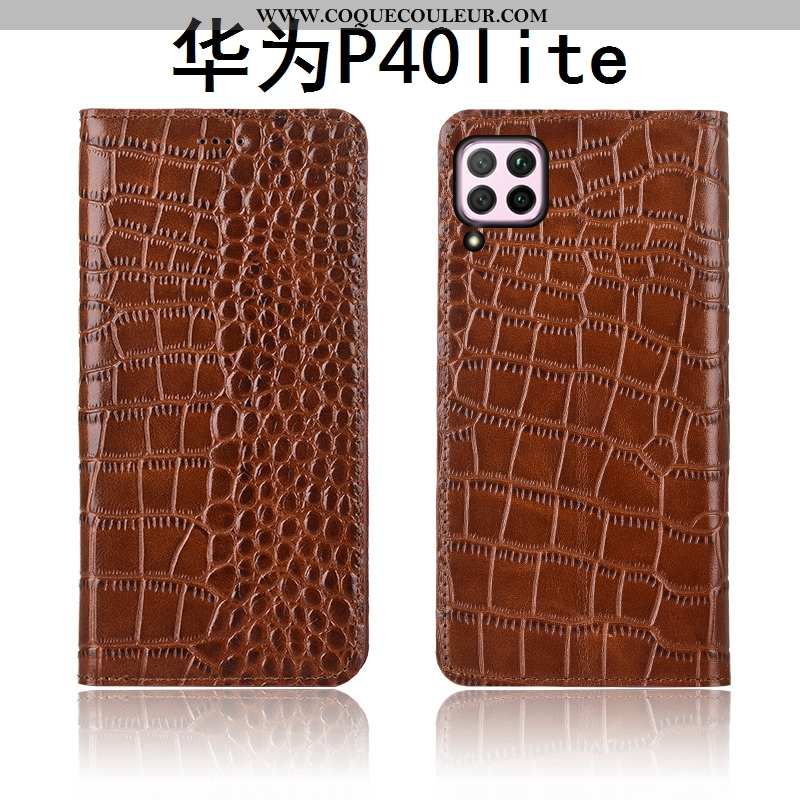 Housse Huawei P40 Lite Fluide Doux Incassable Modèle Fleurie, Étui Huawei P40 Lite Silicone Marron