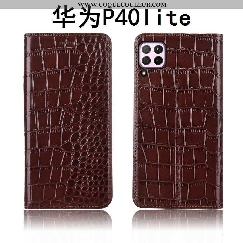 Housse Huawei P40 Lite Fluide Doux Incassable Modèle Fleurie, Étui Huawei P40 Lite Silicone Marron