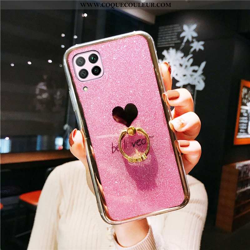 Coque Huawei P40 Lite Tendance Placage Anneau, Housse Huawei P40 Lite Protection Incruster Strass Ve