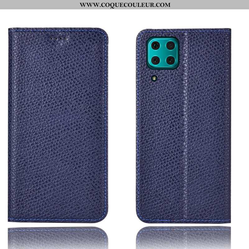 Coque Huawei P40 Lite Modèle Fleurie Cuir Véritable Étui, Housse Huawei P40 Lite Protection Rouge