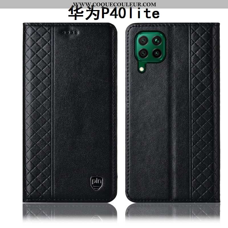 Housse Huawei P40 Lite Cuir Véritable Tout Compris Jaune, Étui Huawei P40 Lite Protection Téléphone 