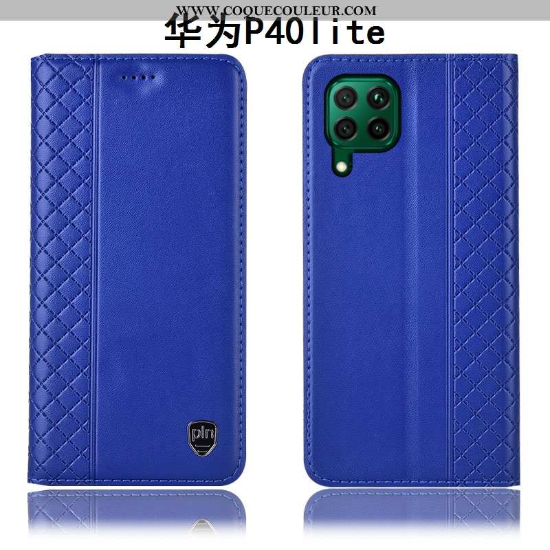 Housse Huawei P40 Lite Cuir Véritable Tout Compris Jaune, Étui Huawei P40 Lite Protection Téléphone 