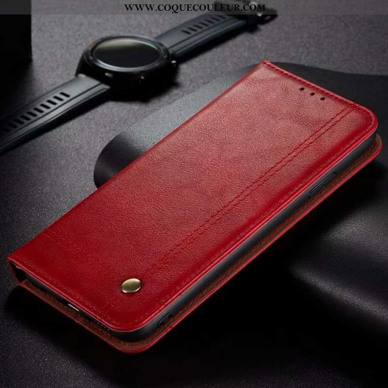 Coque Huawei P40 Lite Cuir Véritable Grand Incassable, Housse Huawei P40 Lite Reversible Marron