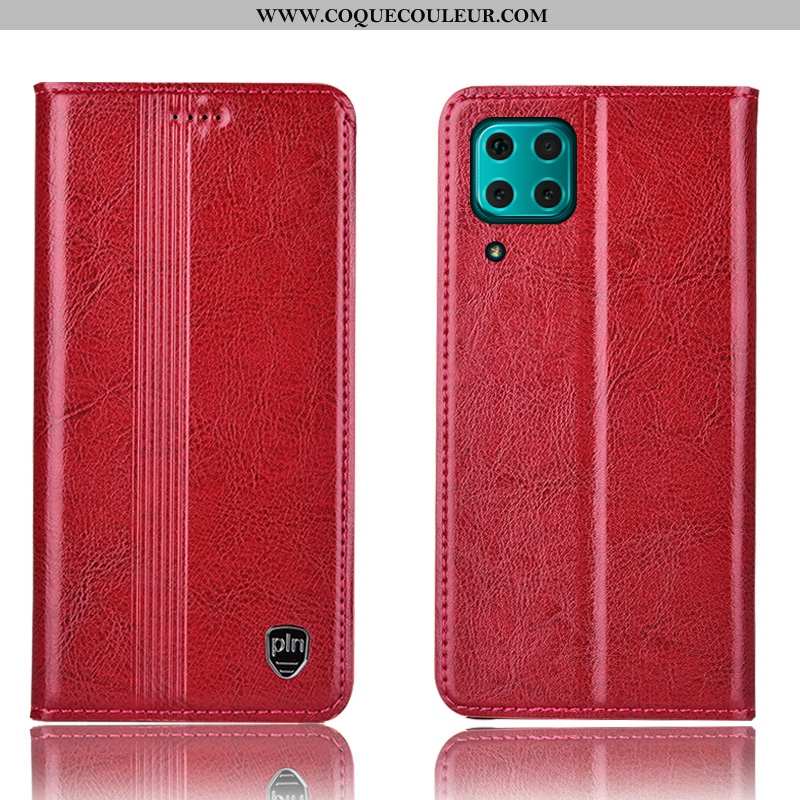 Housse Huawei P40 Lite Protection Coque, Étui Huawei P40 Lite Cuir Véritable Téléphone Portable Marr