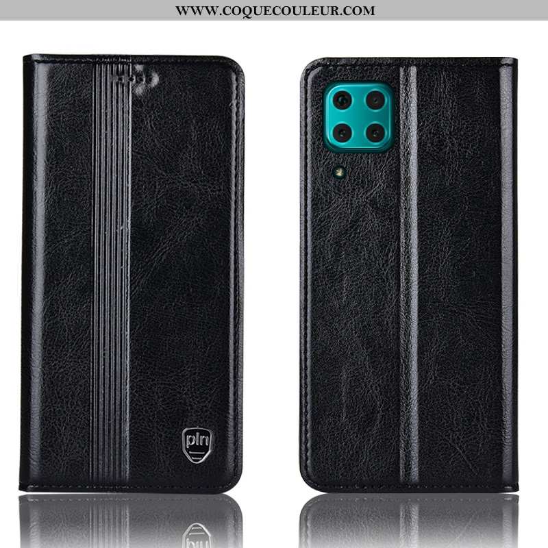 Housse Huawei P40 Lite Protection Coque, Étui Huawei P40 Lite Cuir Véritable Téléphone Portable Marr