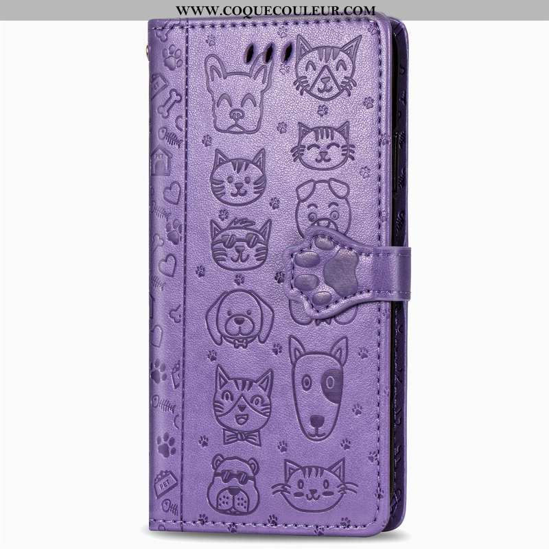 Coque Huawei P40 Lite Charmant Étui, Housse Huawei P40 Lite Cuir Dessin Animé Violet