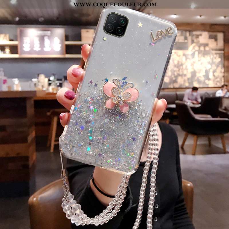 Étui Huawei P40 Lite Luxe Mode Tempérer, Coque Huawei P40 Lite Incruster Strass Rose