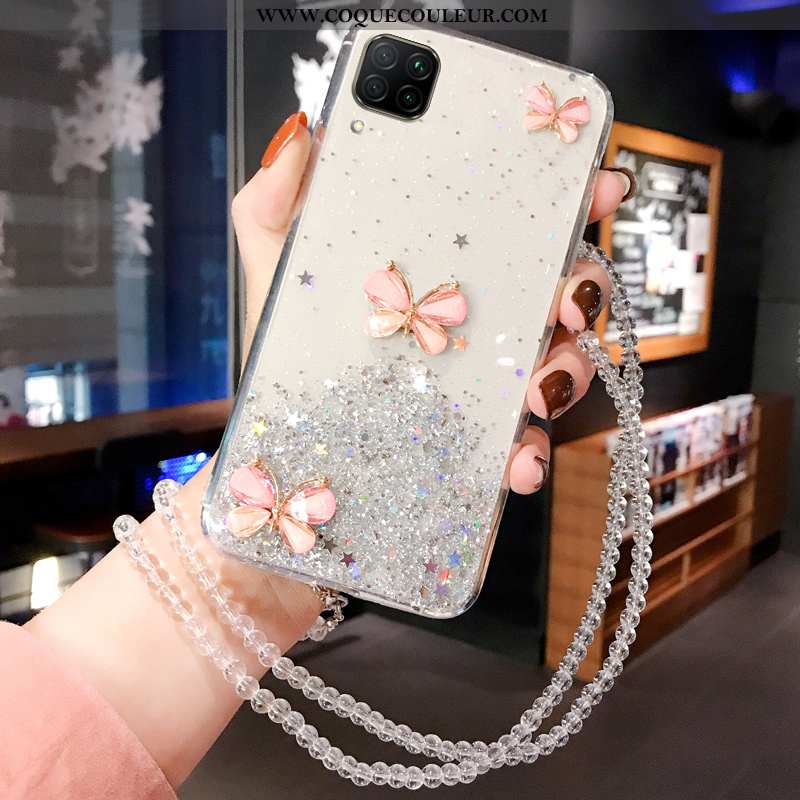 Étui Huawei P40 Lite Luxe Mode Tempérer, Coque Huawei P40 Lite Incruster Strass Rose