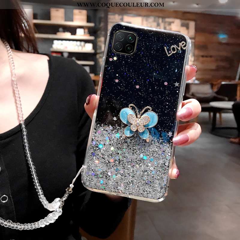 Étui Huawei P40 Lite Luxe Mode Tempérer, Coque Huawei P40 Lite Incruster Strass Rose