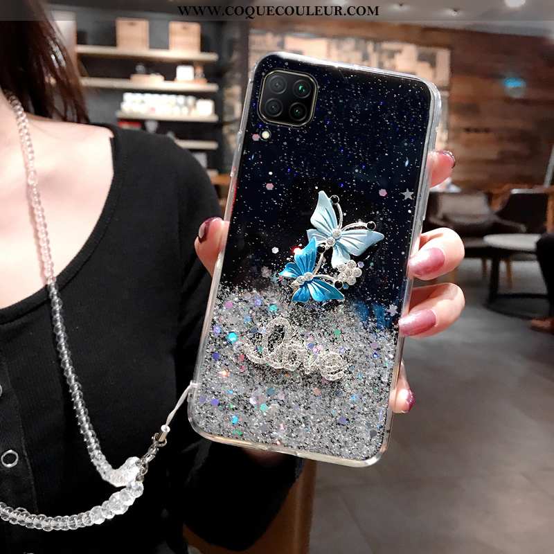 Étui Huawei P40 Lite Luxe Mode Tempérer, Coque Huawei P40 Lite Incruster Strass Rose