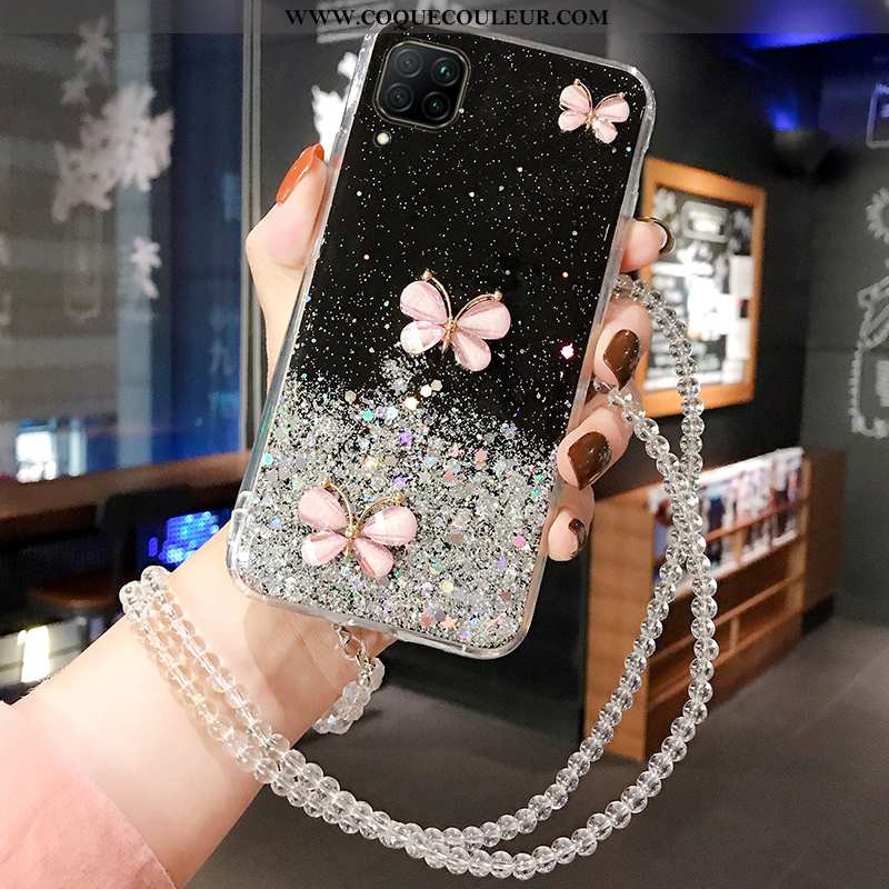 Étui Huawei P40 Lite Luxe Mode Tempérer, Coque Huawei P40 Lite Incruster Strass Rose