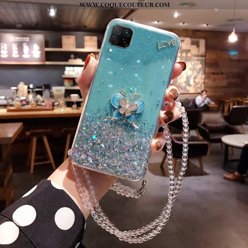 Étui Huawei P40 Lite Luxe Mode Tempérer, Coque Huawei P40 Lite Incruster Strass Rose