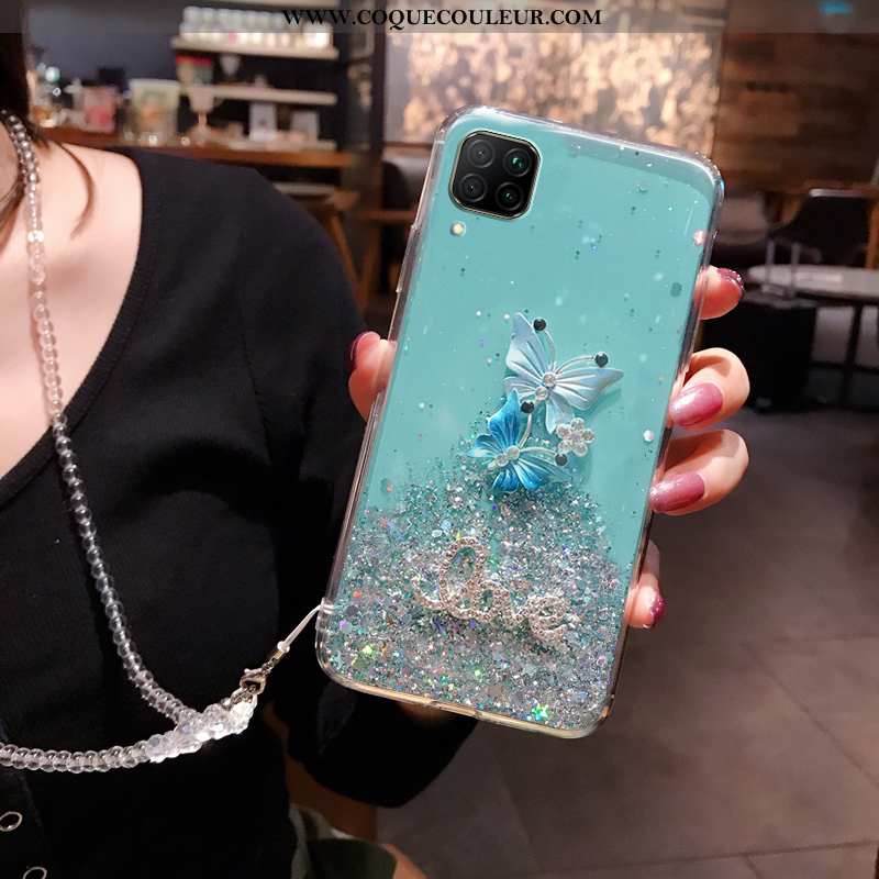 Étui Huawei P40 Lite Luxe Mode Tempérer, Coque Huawei P40 Lite Incruster Strass Rose