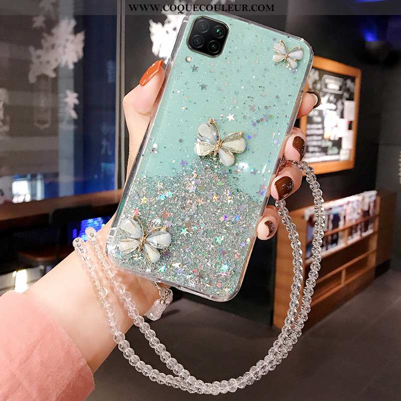 Étui Huawei P40 Lite Luxe Mode Tempérer, Coque Huawei P40 Lite Incruster Strass Rose