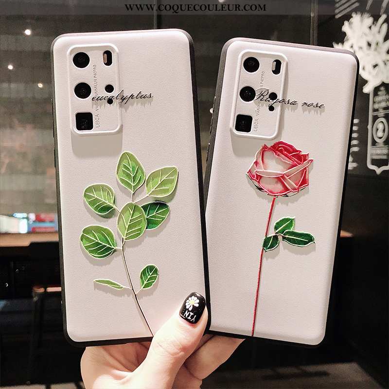 Coque Huawei P40 Pro Dessin Animé Gaufrage Vert, Housse Huawei P40 Pro Fluide Doux Nouveau Verte