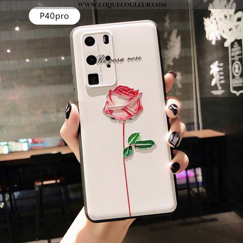 Coque Huawei P40 Pro Dessin Animé Gaufrage Vert, Housse Huawei P40 Pro Fluide Doux Nouveau Verte