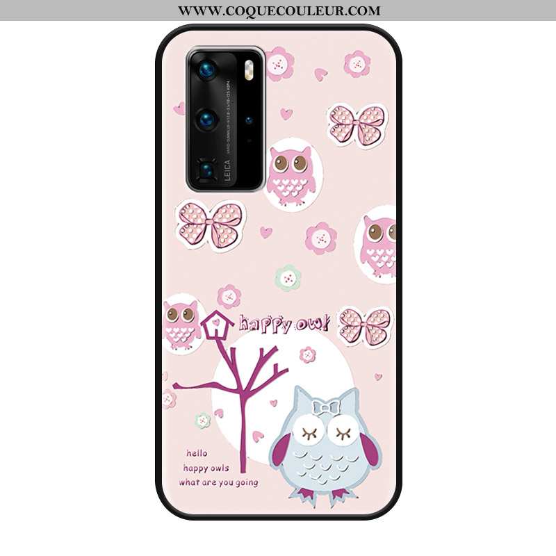 Housse Huawei P40 Pro Gaufrage Charmant Délavé En Daim, Étui Huawei P40 Pro Dessin Animé Grand Verte