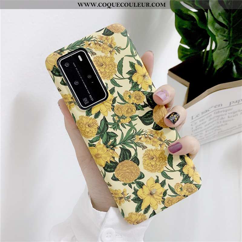 Coque Huawei P40 Pro Ultra Simple Jaune, Housse Huawei P40 Pro Tendance Peinture À L'huile Jaune