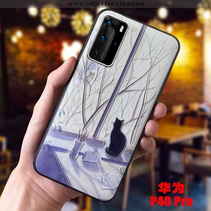 Coque Huawei P40 Pro Personnalité Antidérapant Dimensionnel, Housse Huawei P40 Pro Créatif Violet