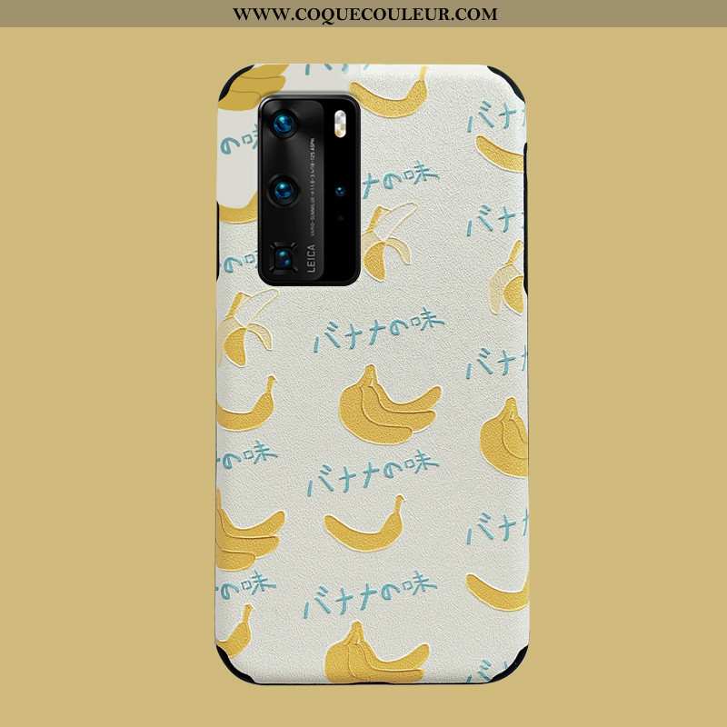 Coque Huawei P40 Pro Gaufrage Étui Coque, Housse Huawei P40 Pro Fluide Doux Incassable Jaune