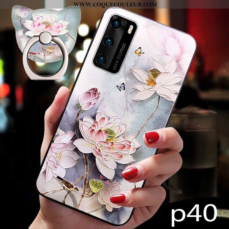 Coque Huawei P40 Pro Protection Tout Compris Silicone, Housse Huawei P40 Pro Vintage Bleu Foncé