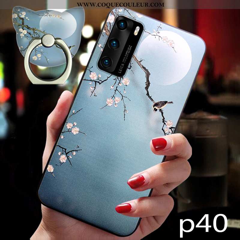 Coque Huawei P40 Pro Protection Tout Compris Silicone, Housse Huawei P40 Pro Vintage Bleu Foncé