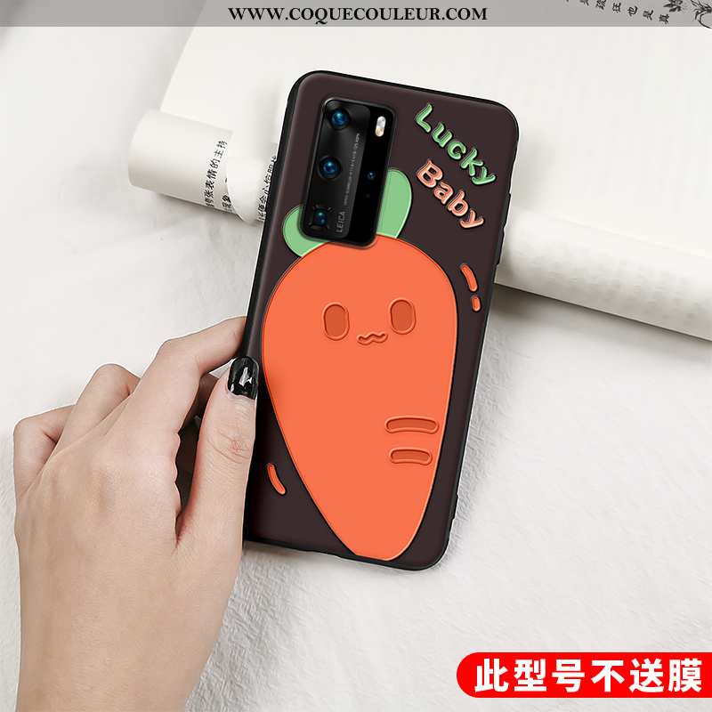 Coque Huawei P40 Pro Protection Gaufrage Mignonne, Housse Huawei P40 Pro Délavé En Daim Orange