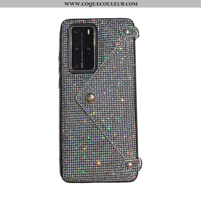 Étui Huawei P40 Pro Ornements Suspendus Coque Carte, Huawei P40 Pro Luxe Noir