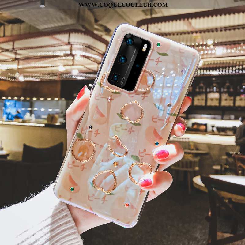 Housse Huawei P40 Pro Charmant Incassable Rouge, Étui Huawei P40 Pro Fluide Doux Cœur Rouge