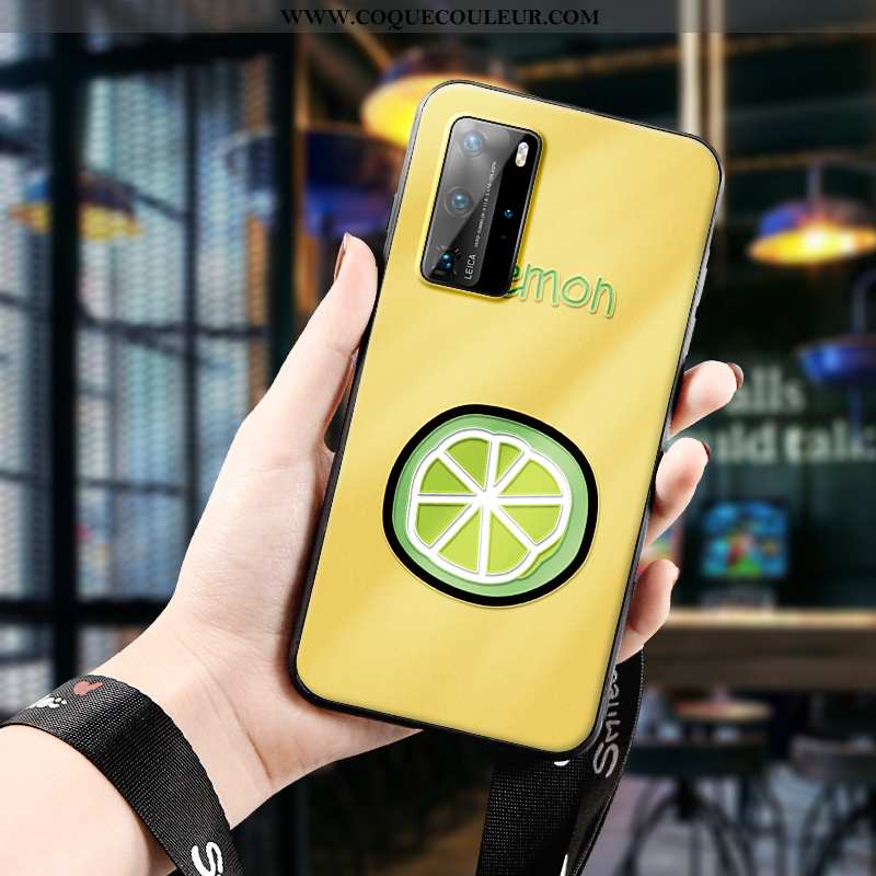 Étui Huawei P40 Pro Personnalité Coque Citron, Huawei P40 Pro Créatif Dessin Animé Jaune