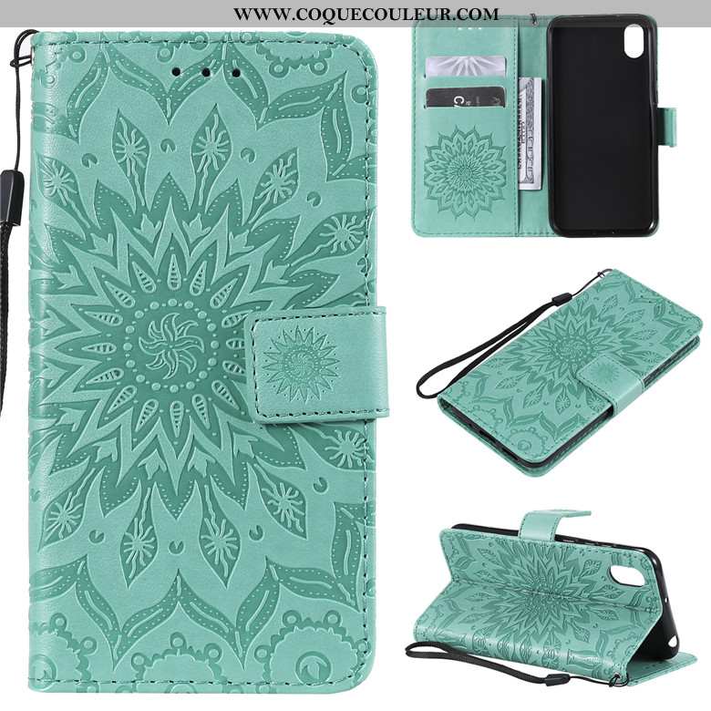 Étui Huawei Y5 2020 Cuir Coque Étui, Huawei Y5 2020 Fluide Doux Soleil Verte