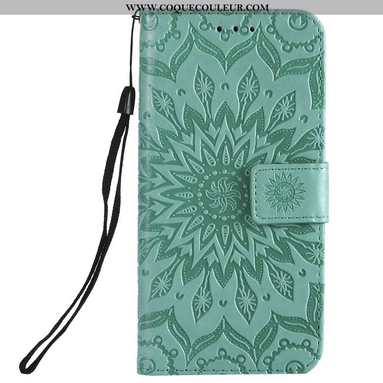 Étui Huawei Y5 2020 Cuir Coque Étui, Huawei Y5 2020 Fluide Doux Soleil Verte