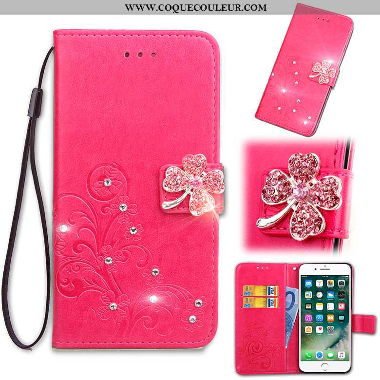 Coque Huawei Y5 2020 Protection Étui 2020, Housse Huawei Y5 2020 Cuir Rouge Rose