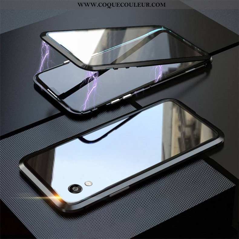 Housse Huawei Y5 2020 Verre Magnétisme Reversible, Étui Huawei Y5 2020 Personnalité Coque Rouge