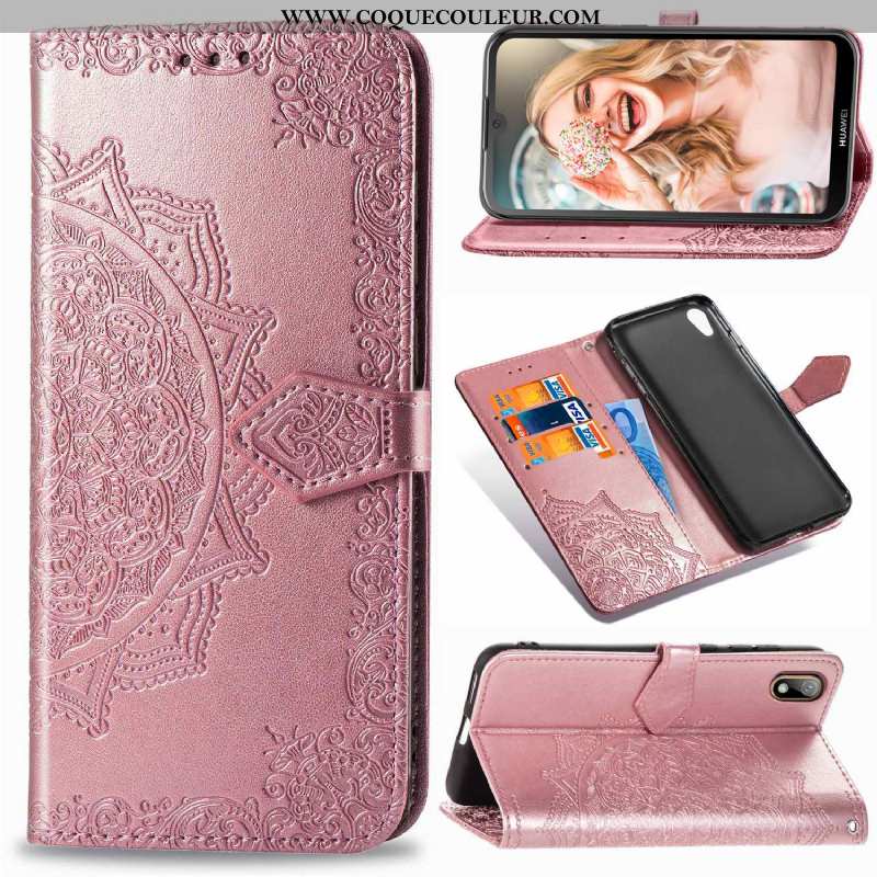 Étui Huawei Y5 2020 Cuir Gaufrage Housse, Coque Huawei Y5 2020 Protection 2020 Bleu