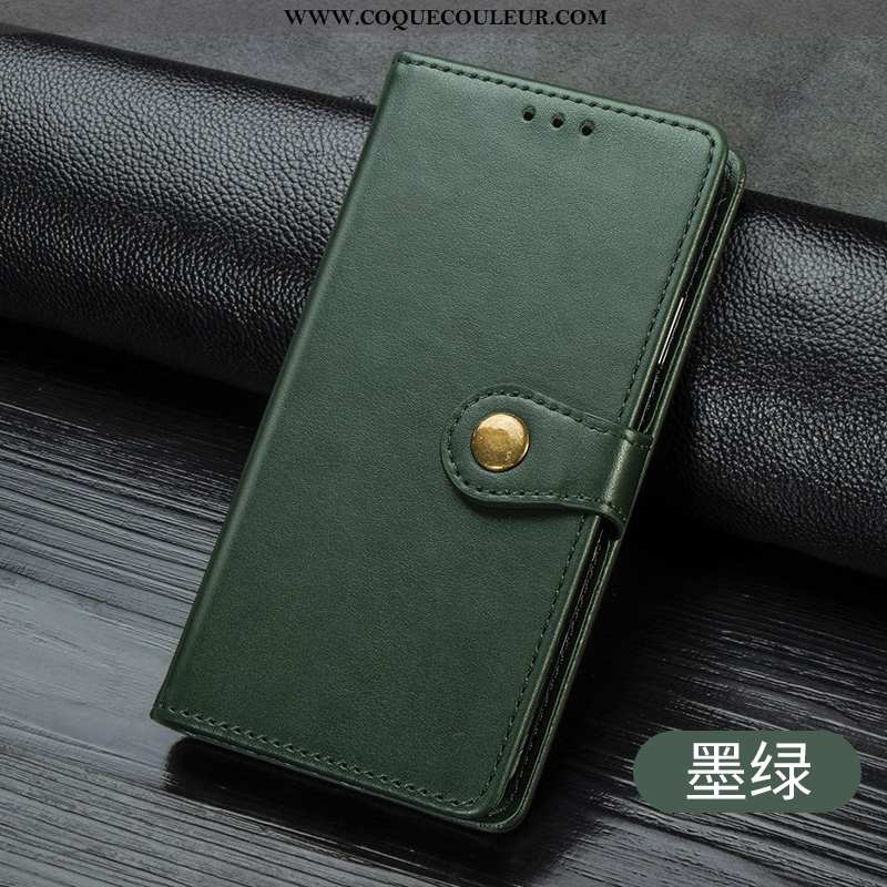 Étui Huawei Y5 2020 Cuir Business Incassable, Coque Huawei Y5 2020 Portefeuille Armée Verte