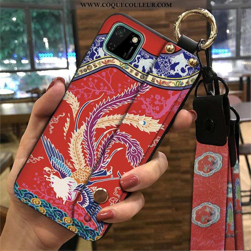 Coque Huawei Y5p Tendance Support Style Chinois, Housse Huawei Y5p Créatif Étui Verte