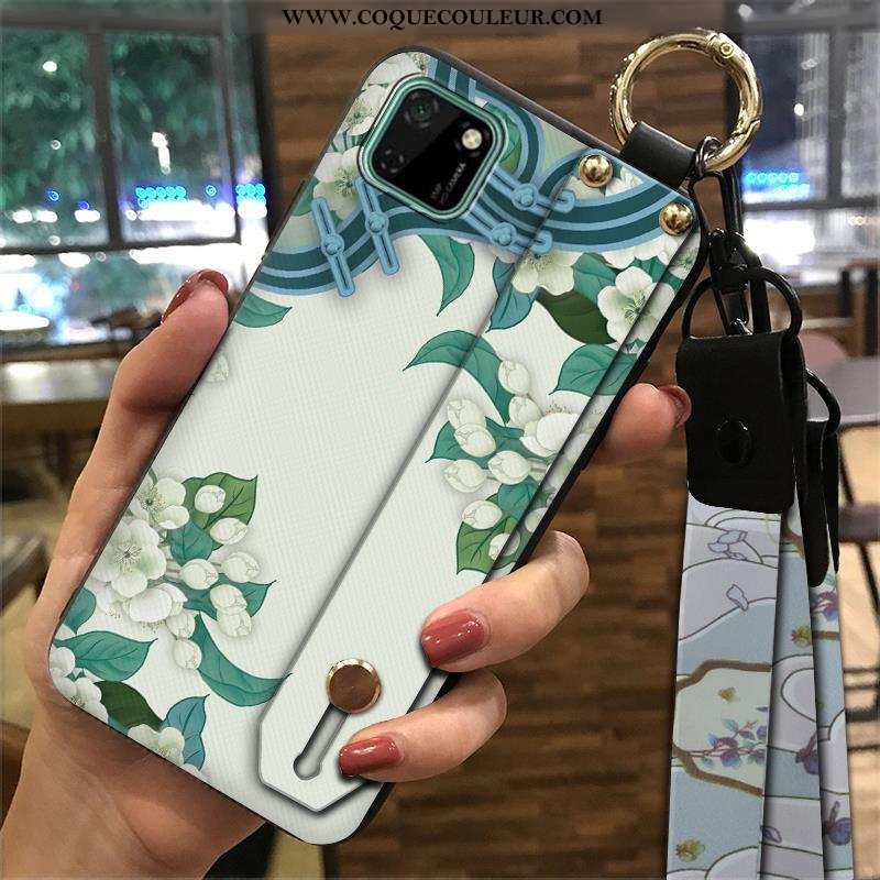 Coque Huawei Y5p Tendance Support Style Chinois, Housse Huawei Y5p Créatif Étui Verte