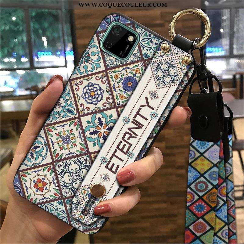 Coque Huawei Y5p Tendance Support Style Chinois, Housse Huawei Y5p Créatif Étui Verte