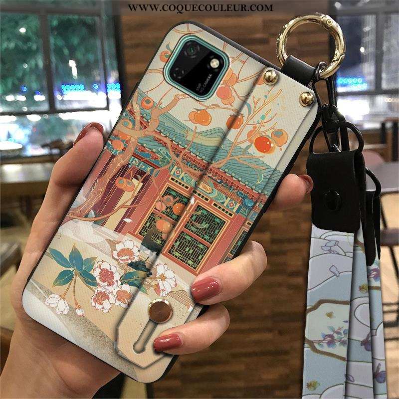 Coque Huawei Y5p Tendance Support Style Chinois, Housse Huawei Y5p Créatif Étui Verte