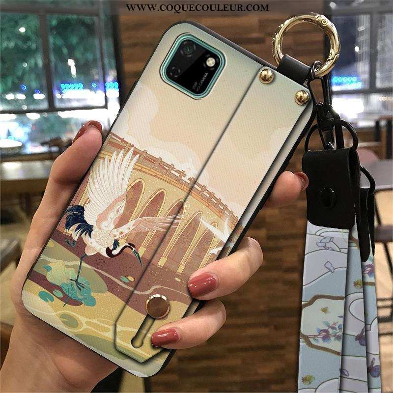 Coque Huawei Y5p Tendance Support Style Chinois, Housse Huawei Y5p Créatif Étui Verte