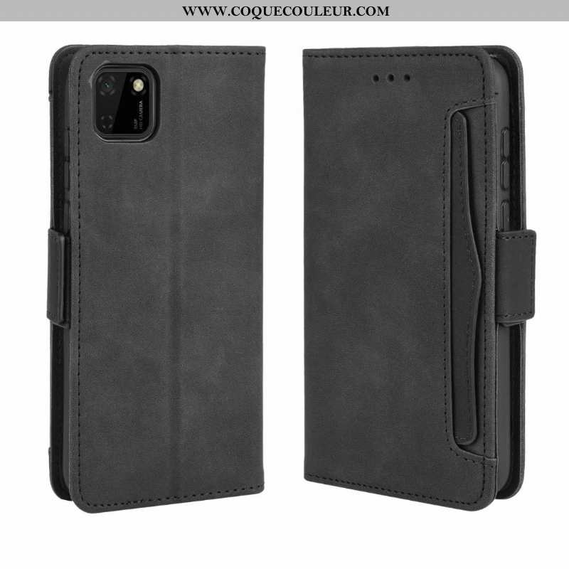 Coque Huawei Y5p Portefeuille Noir Étui, Housse Huawei Y5p Cuir