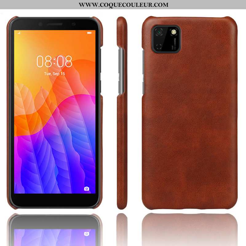 Étui Huawei Y5p Cuir Téléphone Portable Étui, Coque Huawei Y5p Protection Difficile Marron