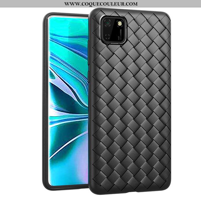 Étui Huawei Y5p Modèle Fleurie Tissage Protection, Coque Huawei Y5p Mode Incassable Noir